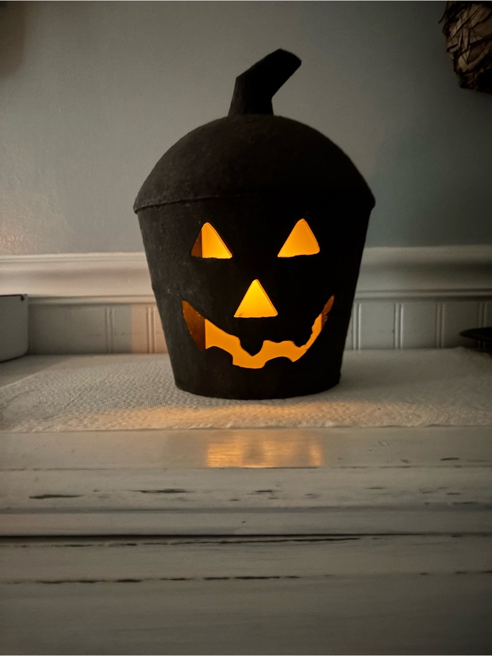Vintage Inspired Black Jack-O'-Lantern Pumpkin Luminary